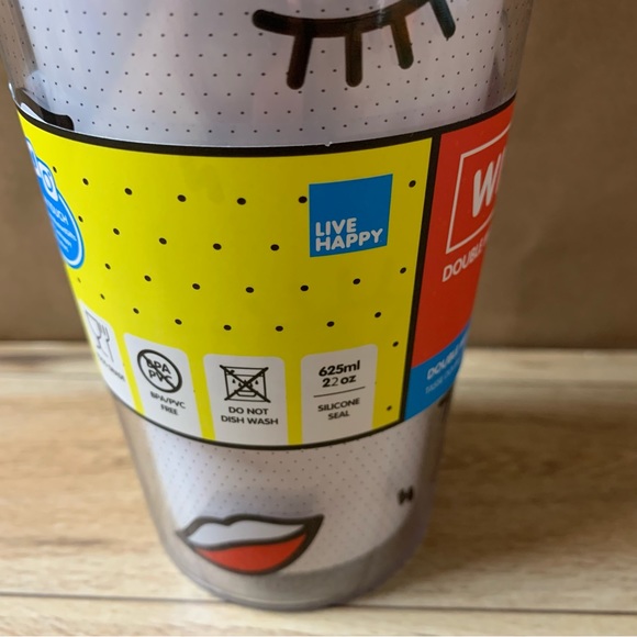 New! Just Mustard Wink Double Wall Mug Reusable Hot Cold 22oz 625ml Plastic - Picture 9 of 9
